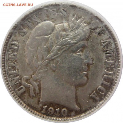 США, 1 дайм, 1910, сертификация до 30.04.2107 - lot-243861-1