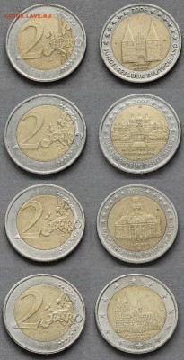 7 монет по 2 евро, Германия, юбилейные, с номинала до 27.04 - 2euro2006_07_09_11