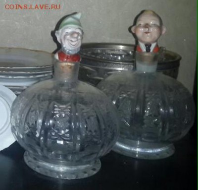 Хрустальные графины (вроде Германия) пробки статуэтки - image