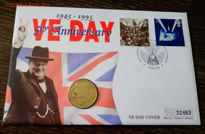 АНГЛИЯ - 2ф. 50 лет Победы Черчилль КОНВЕРТ до 2.05, 22.00 - Англия - 2ф. 50 лет Победы Черчилль конверт