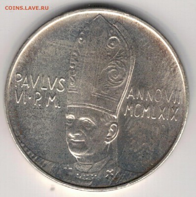 Ag ВАТИКАН 500 ЛИР 1969 АНГЕЛ ДО 04.05 В 22.00МСК (Д922) - 5-ват69