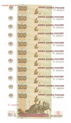 Экспериментальные банкноты 100 рублей 2016 года серии У - УЛ