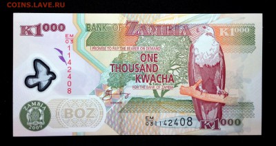 Замбия 1000 квача 2009 (пластик) unc до 05.05.17. 22:00 мск - 2