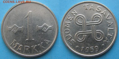20.Разная инострань по фиксу - 20.6. -Финляндия 1 марка 1959    5203