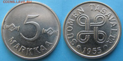 20.Разная инострань по фиксу - 20.10. -Финляндия 5 марок 1955    5187