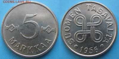 20.Разная инострань по фиксу - 20.11. -Финляндия 5 марок 1956    5191