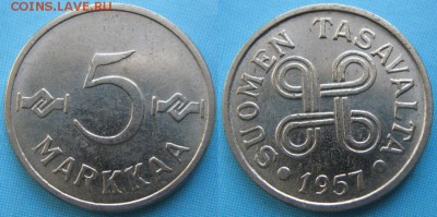 20.Разная инострань по фиксу - 20.12. -Финляндия 5 марок 1957    5189