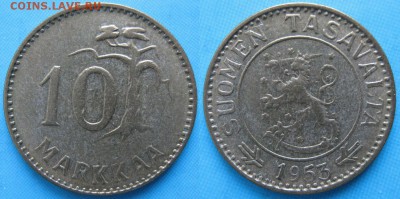 20.Разная инострань по фиксу - 20.16. -Финляндия 10 марок 1953 H    160-ак1-3610