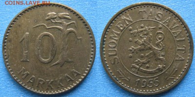 20.Разная инострань по фиксу - 20.19. -Финляндия 10 марок 1955    160-к14-6303