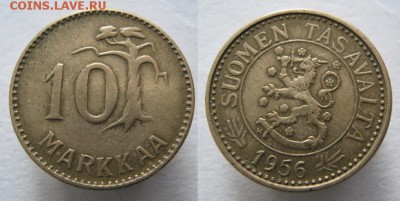 20.Разная инострань по фиксу - 20.20. -Финляндия 10 марок 1956    636
