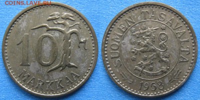 20.Разная инострань по фиксу - 20.21. -Финляндия 10 марок 1958    160-к14-6296