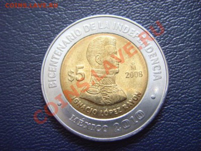 Мексика 5 песо 2008 Игнасио Лопес  Биметал до 16.02 в 21.00М - LPIC6423.JPG