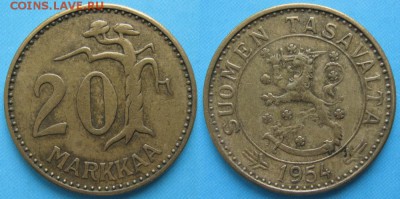 20.Разная инострань по фиксу - 20.23. -Финляндия 20 марок 1954    158-к-1957