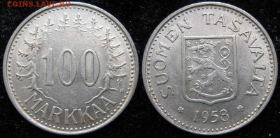 20.Разная инострань по фиксу - 20.33. -Финляндия 100 марок 1958    120-ак18-3144