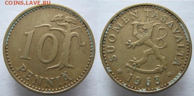 20.Разная инострань по фиксу - 20.37. -Финляндия 10 пенни 1963