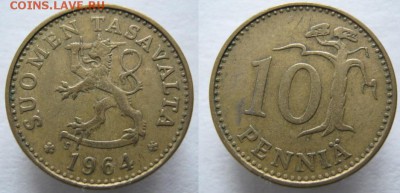 20.Разная инострань по фиксу - 20.38. -  Финляндия 10 пенни 1964