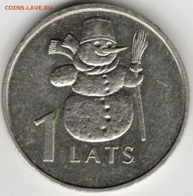Латвия 1 лат 2007 г. Снеговик до 24.00 08.05.17 г. - Scan-170429-0006