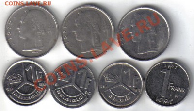 Бельгия 1 франк 1972,77,78,89,90,91,97 до 14.02 21.00мск - Бельгия 1 франк-3