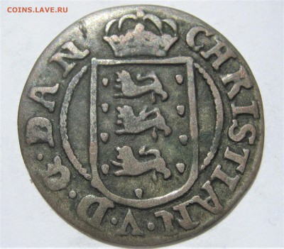 ДАНИЯ 2 скиллинга 1677. Кристиан V. Оценка. - 121.JPG