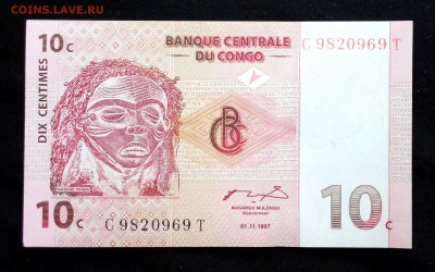 Конго 10 сантимов 1997 unc до 10.05.17. 22:00 мск - 2