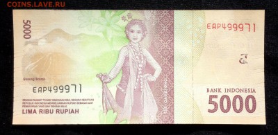 Индонезия 5000 рупий 2016 unc до 10.05.17. 22:00 мск - 1