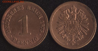 Германия 1 пфенниг 1875А  до 22:00мск 11.05.17 - Германия 1 пфенниг 1875А =80