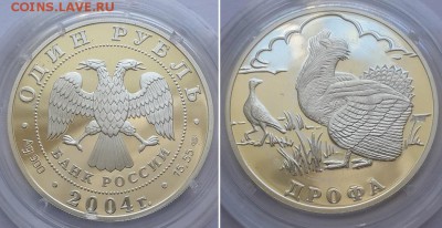 1 рубль 2004. Серия Красная книга. Дрофа. Серебро, пруф. - 1р 2004 Дрофа  1
