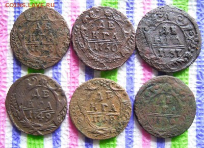 6 монет: денга 1737, 1748, 1749, 1750 до 10.05.2017 в 22 Мск - SAM_9771а
