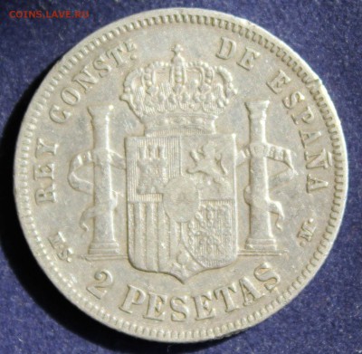 С 1 руб. ИСПАНИЯ 2 песеты 1881г. АЛЬФОНСО-XII  до 12.05 в 22 - IMG_5776.JPG