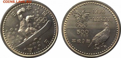 Набор 500 йен Олимпийские Игры Нагано 1998 Сноуборд Бобслей - сноубордje_enl