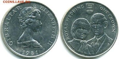 Гибралтар 1 крона 1981 Свадьба Дианы Крона Шайба - 529ca86010775