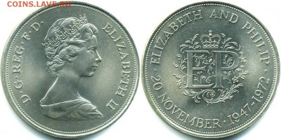 Крона Шайба Великобритания 25 пенсов 1972 Серебряная Свадьба - 54489447afbd5