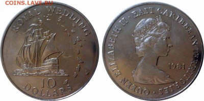 Крона Шайба Восточный Карибы 10$ долларов 1981 Свадьба - карибан_enl