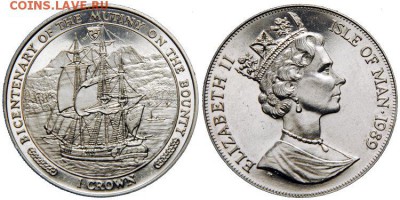 Остров Мэн 1 крона 1989 200 лет мятежу на "Баунти" Корабль - 6722.750x0