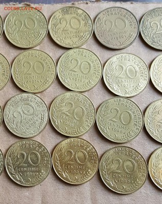 Полная коллекция. Франция. 5 р-ка. 20 сантимов  1962-2000. - 20170510_165544