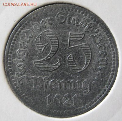Нотгельд 25 пф. 1921, Bremen, до 22.00 16.05. - IMG_7015.JPG