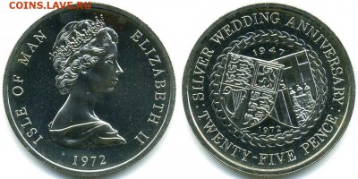 Крона Шайба остров Мэн 25 пенсов 1972 гербы - 4ef2e03bc6e6b