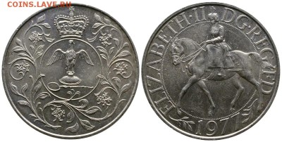 Крона Шайба Великобритания 25 пенсов 1977 25 лет правления - 4385-1124_b