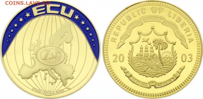 Крона Шайба Либерия 5$ долларов 2003 ЭКЮ Еврозона ТЯЖЕЛАЯ - s-l1600