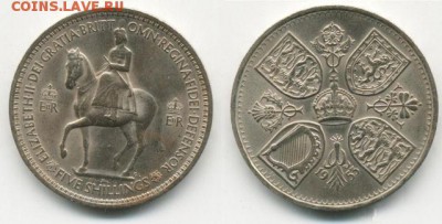 Крона Шайба Великобритания 5 шиллингов 1953 Коронация Елизав - moneta-velikobritanii-5-shillingov-l762586