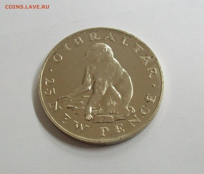 Гибралтар 25 пенсов 1971 Серебро Обезьяна - 100_7553