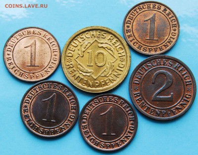 6 монет Веймар Германия 1923-1935. Оценка состояния - 172