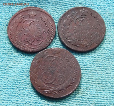 3 пятака 1788 ММ, 1763 СПМ, 1764 ЕМ - цена фикс ! - 3-1