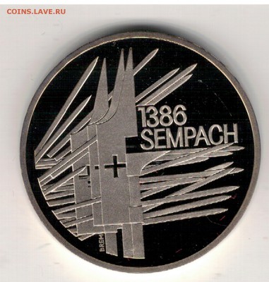 ШВЕЙЦАРИЯ 5 ФРАНКОВ 1986 БИТВА ПРИ ЗЕМПАХЕ 18.05 В 22Ч(Д894) - 4-ш86