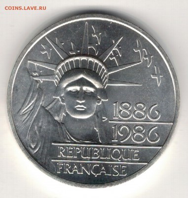 Ag ФРАНЦИЯ 100 ФРАНКОВ 1986 СТАТУЯ 18.05 В 22.00МСК (Д935) - 5-ф100ф86