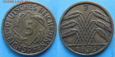 Германия 5 пфеннигов 1935 J: до 19-05-17 в 22:00 - Германия 5 пфеннигов 1935 J    160-кл2-5891
