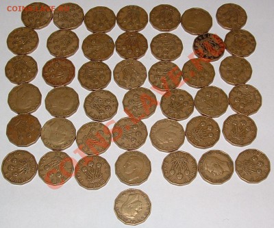 Оптовый лот.Георг 6. 43 монеты - 3 пенса 1937-52 до 15.02 - 2