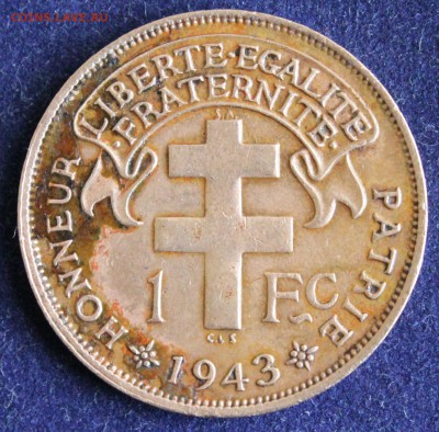 С 1 РУБ. ФРАНЦ.МАДАГАСКАР 1 франк 1943г. ПЕТУХ до 20.05. - IMG_6528.JPG