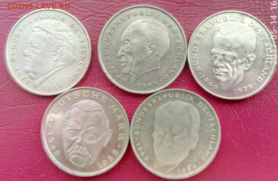 2 марки ФРГ, в колличестве 5 штук - 5штук