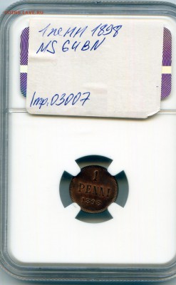 Финляндия. 1898. 1 пенни. NGC MS64 BN до21.05 в22:00 - CWSC022